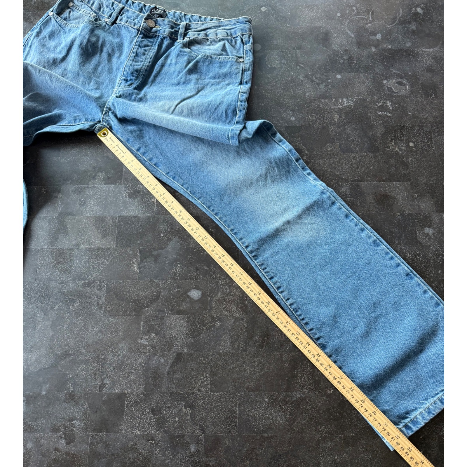Boohooman Bootcut Flare Denim Jeans Light Wash Mens 36 Retro Hip Hop Y2k Grunge — image 6 of 7